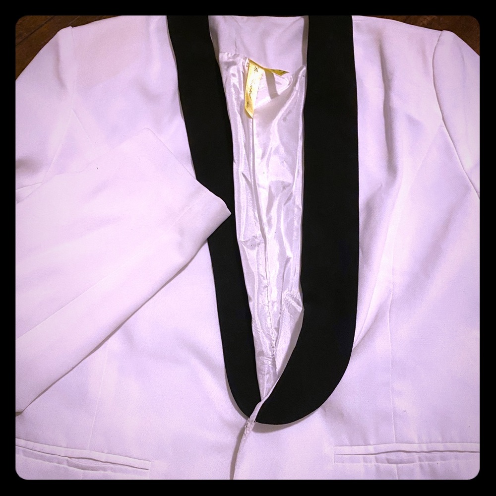 White blazer with black Lapel
